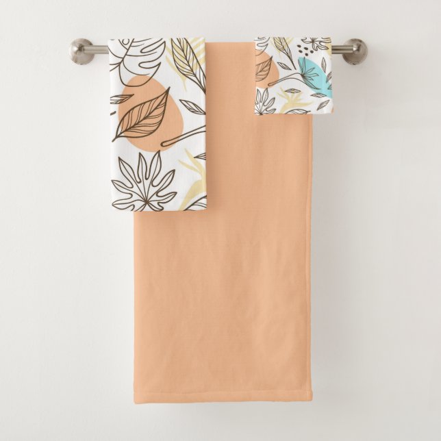 Hand drawn summer tropical pattern bath towel set (Insitu)
