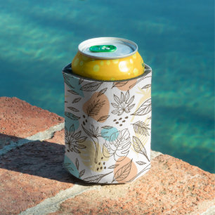 Hand drawn summer tropical pattern can cooler