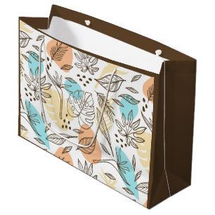 Hand drawn summer tropical pattern large gift bag