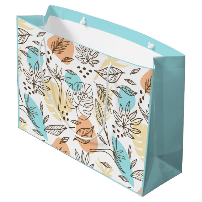 Hand drawn summer tropical pattern large gift bag (Back Angled)