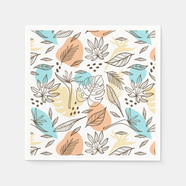 Hand drawn summer tropical pattern napkin (Front)