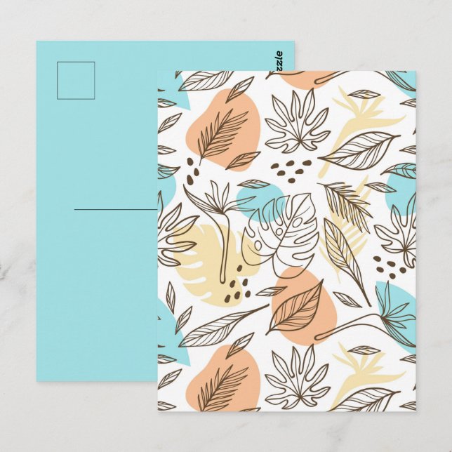 Hand drawn summer tropical pattern postcard (Front/Back)