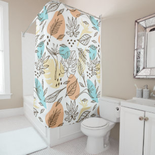 Hand drawn summer tropical pattern shower curtain