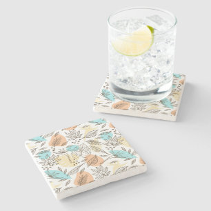 Hand drawn summer tropical pattern stone coaster