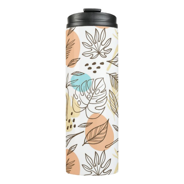 Hand drawn summer tropical pattern thermal tumbler (Front)
