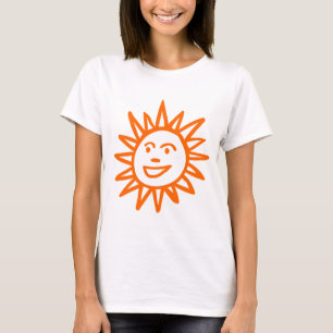 Hand-drawn Sun Motif - Orange T-Shirt