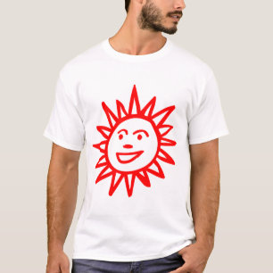 Hand-drawn Sun Motif - Red T-Shirt