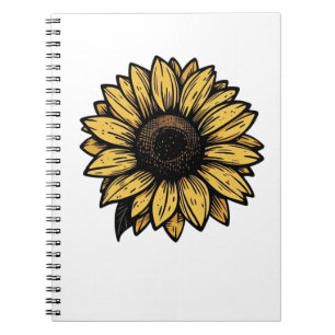 Hand-drawn sunflower: a vintage botanical flower f notebook