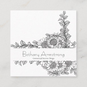 Hand Drawn Sunflower Business Card