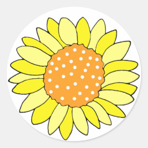 Hand Drawn Sunflower Classic Round Sticker