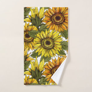Hand Drawn Sunflower Hand Towel