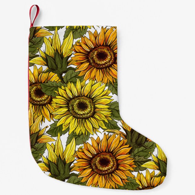 Hand Drawn Sunflower Small Christmas Stocking (Front)