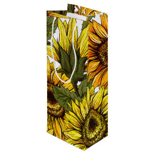 Hand Drawn Sunflower Wine Gift Bag