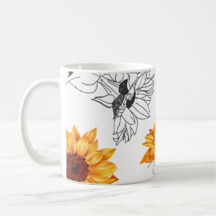 Hand-drawn sunflowers: vibrant yellow pattern. coffee mug