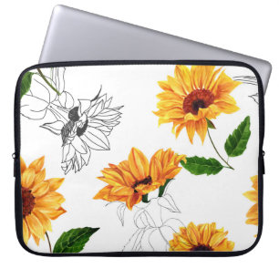 Hand-drawn sunflowers: vibrant yellow pattern. laptop sleeve