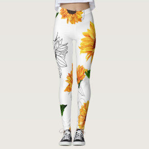 Hand-drawn sunflowers: vibrant yellow pattern. leggings
