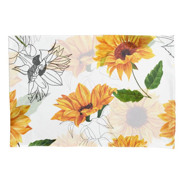 Hand-drawn sunflowers: vibrant yellow pattern. pillowcase (Front)