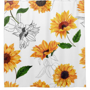 Hand-drawn sunflowers: vibrant yellow pattern. shower curtain