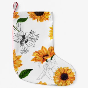 Hand-drawn sunflowers: vibrant yellow pattern. small christmas stocking