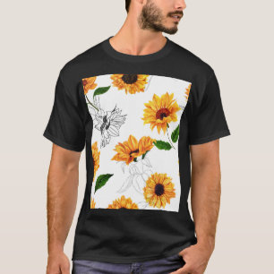 Hand-drawn sunflowers: vibrant yellow pattern. T-Shirt