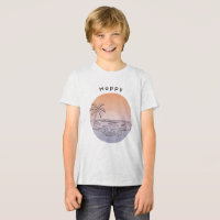 Hand-Drawn Sunset Beach T-Shirt for Boys