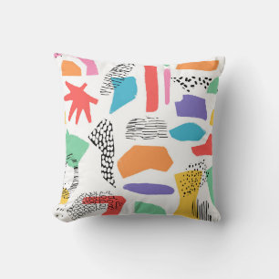 Hand drawn surface design. Artistic Memphis textur Cushion
