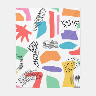 Hand drawn surface design. Artistic Memphis textur Fleece Blanket
