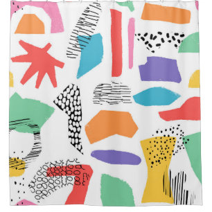 Hand drawn surface design. Artistic Memphis textur Shower Curtain