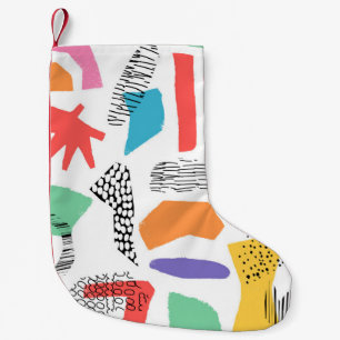 Hand drawn surface design. Artistic Memphis textur Small Christmas Stocking