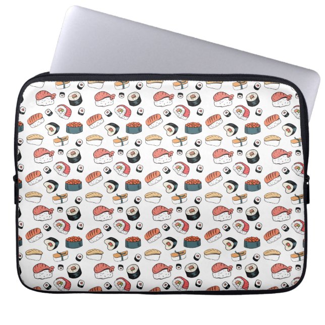Hand-Drawn Sushi Mix Laptop Sleeve (Front)