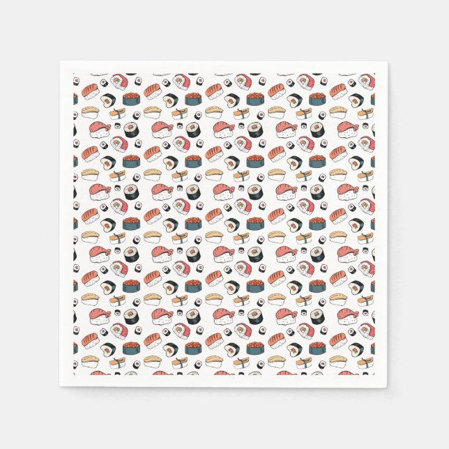 Hand-Drawn Sushi Mix Napkin (Front)