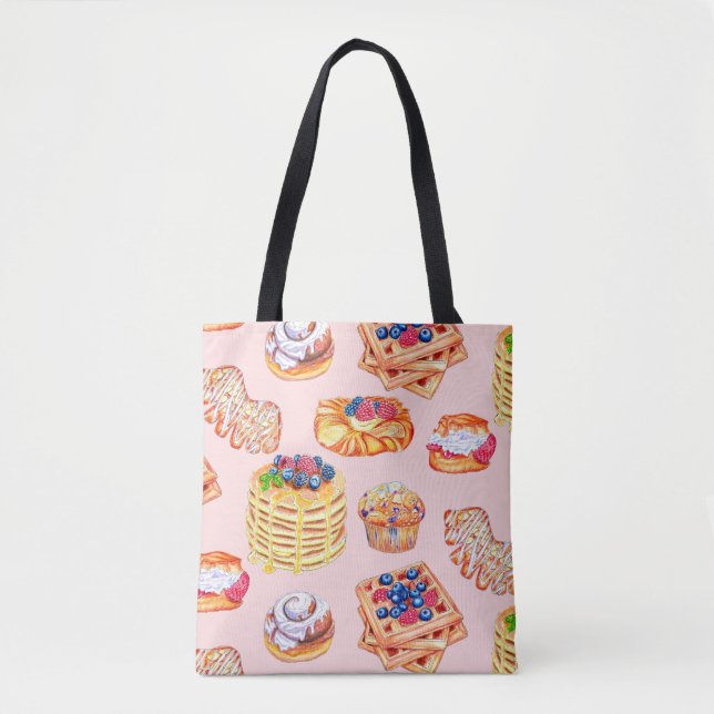Hand Drawn Sweet bakery breakfast treats retro Tote Bag (Front)