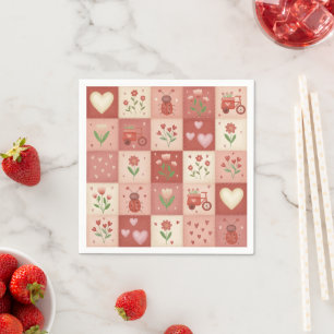 Hand Drawn Sweet Patchwork Pattern - Napkins