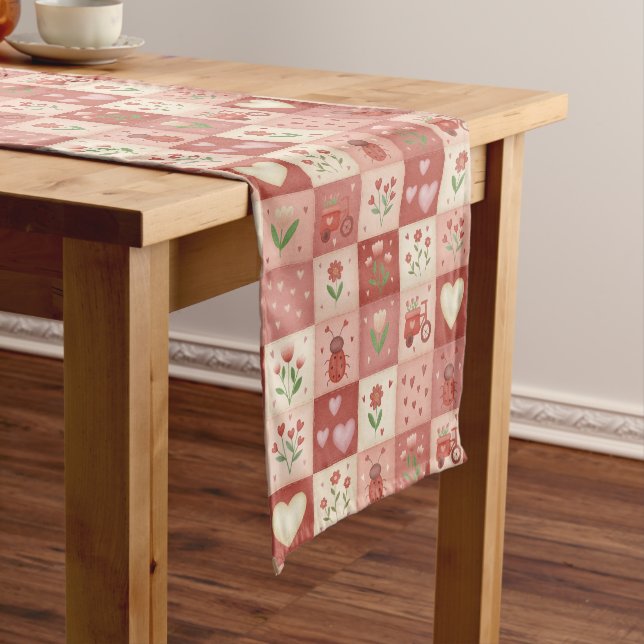 Hand Drawn Sweet Patchwork - Table Runner (In Situ)