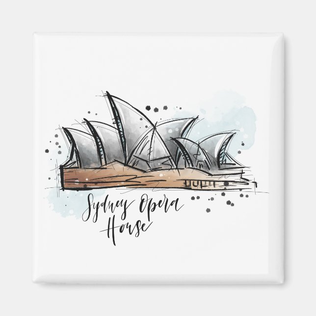 Hand Drawn Sydney Opera House Magnet (Front)