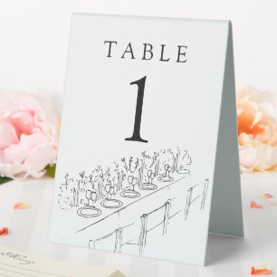 Hand Drawn Table Setting Wedding Table Number