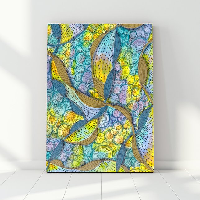 Hand-drawn Tangled Artistic Threads of Colour Canvas Print (Creator Uploaded)