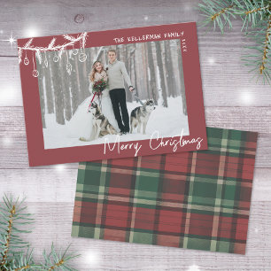 Hand Drawn Tartan Merry Christmas Holiday Card