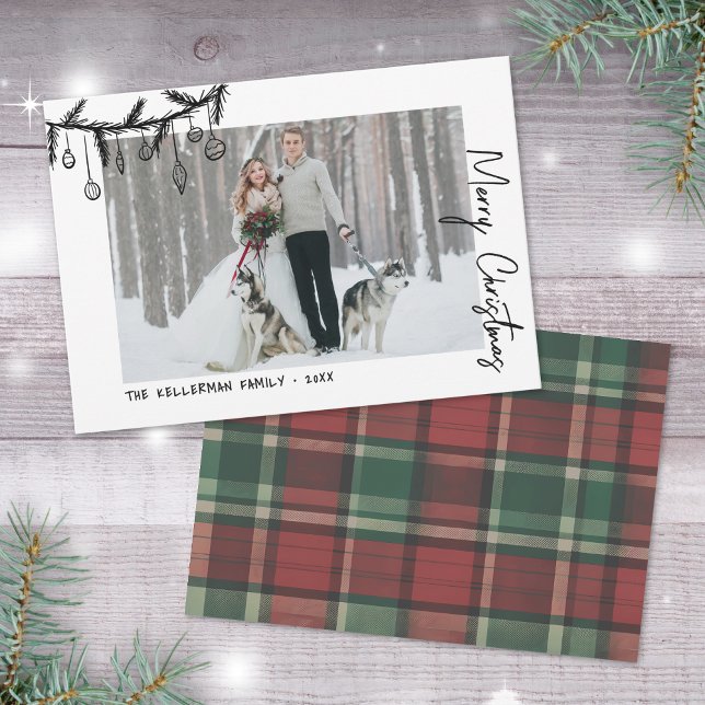 Hand Drawn Tartan Whimsical Christmas Holiday Card (Hand Drawn Tartan Whimsical Christmas Holiday Card )