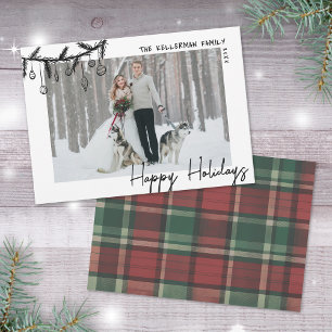 Hand Drawn Tartan Whimsical Happy Holiday Card