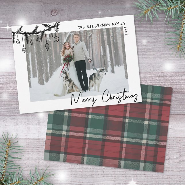 Hand Drawn Tartan Whimsical Merry Christmas Holiday Card (Hand Drawn Tartan Whimsical Merry Christmas Holiday Card)