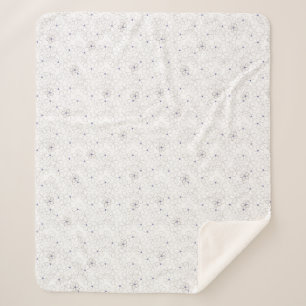 Hand-drawn Taupe White Flower Sherpa Blanket