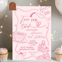 Hand Drawn Tea For Two 2nd Birthday