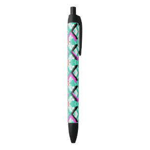 Hand Drawn Teal Zig Zag Pattern Black Ink Pen