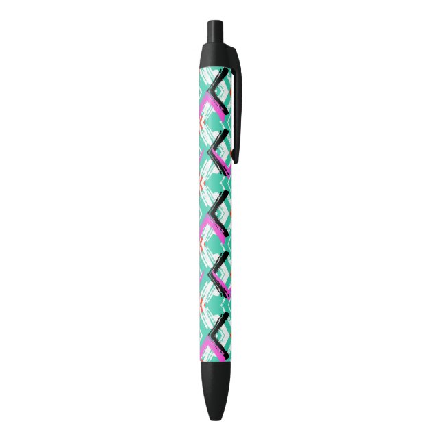 Hand Drawn Teal Zig Zag Pattern Black Ink Pen (Bottom (Vertical))