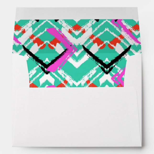 Hand Drawn Teal Zig Zag Pattern Envelope (Back (Bottom))