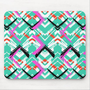 Hand Drawn Teal Zig Zag Pattern Mouse Mat