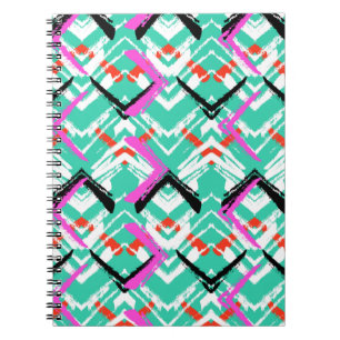 Hand Drawn Teal Zig Zag Pattern Notebook