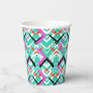 Hand Drawn Teal Zig Zag Pattern Paper Cups