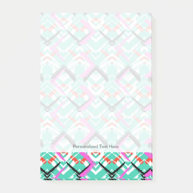Hand Drawn Teal Zig Zag Pattern Post-it Notes (Front)